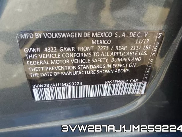 3VW2B7AJ1JM259224 фото 2