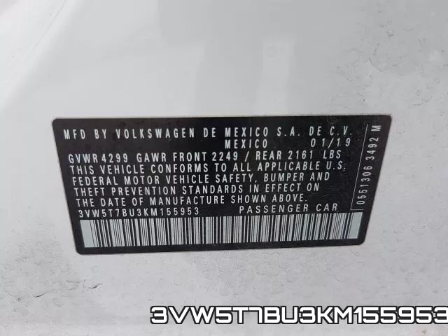 3VW5T7BU3KM155953 фото 2