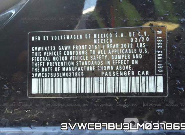 3VWCB7BU3LM037865 фото 7