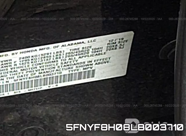 5FNYF8H08LB003710 фото 10