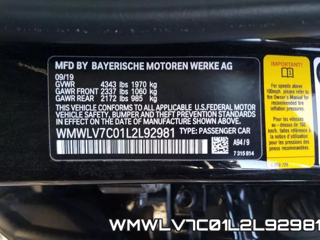 WMWLV7C01L2L92981 фото 2