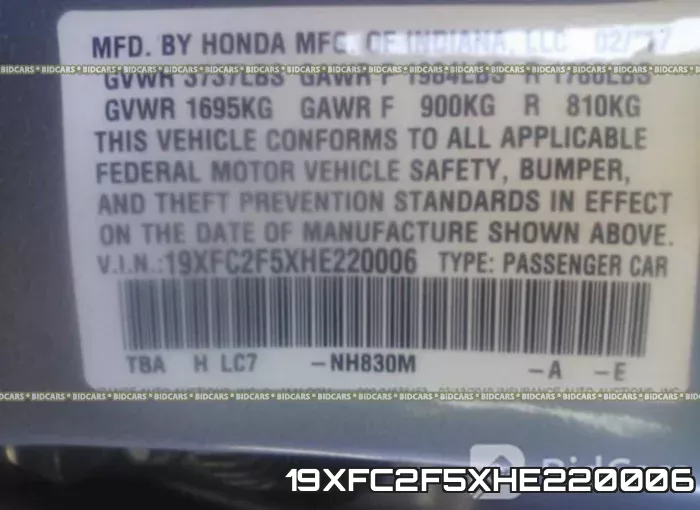 19XFC2F5XHE220006 фото 10