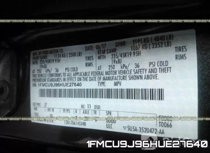 1FMCU9J96HUE27640 фото 10