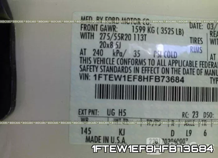 1FTEW1EF8HFB73684 фото 10