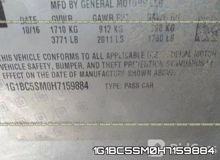1G1BC5SM0H7159884 фото 10