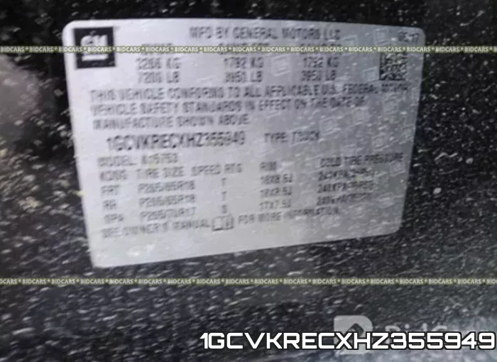 1GCVKRECXHZ355949 фото 10