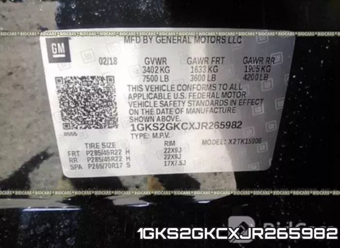 1GKS2GKCXJR265982 фото 10