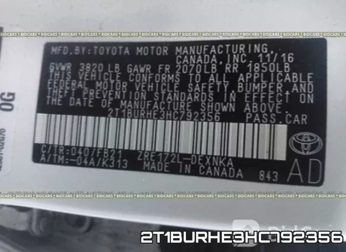 2T1BURHE3HC792356 фото 10
