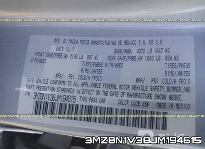 3MZBN1V38JM194615 фото 10