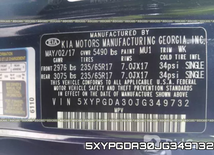 5XYPGDA30JG349732 фото 10