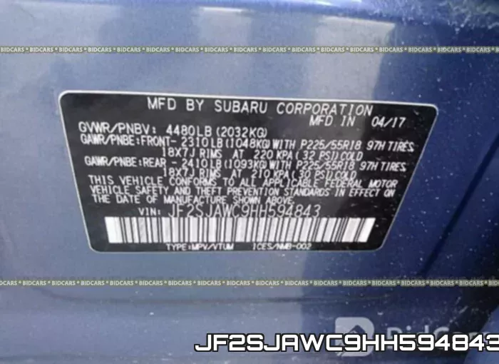 JF2SJAWC9HH594843 фото 10