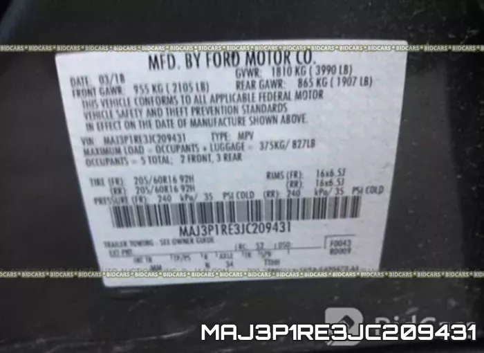 MAJ3P1RE3JC209431 фото 10
