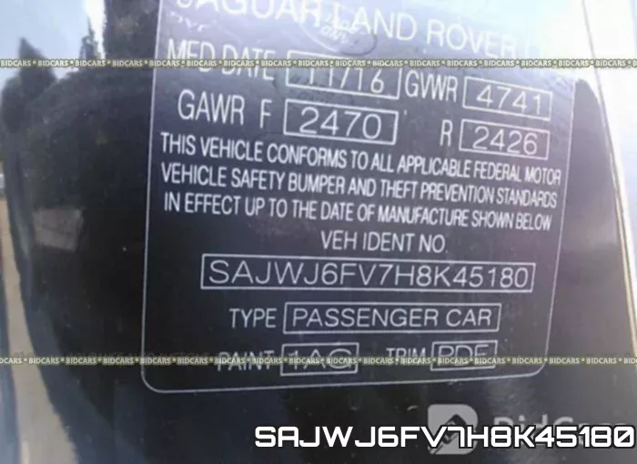 SAJWJ6FV7H8K45180 фото 10