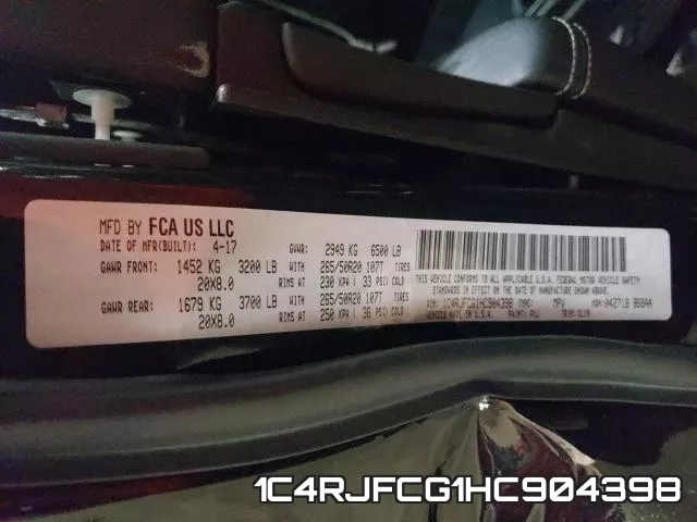 1C4RJFCG1HC904398 фото 2
