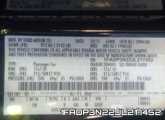 1FADP3N22JL217452 фото 9