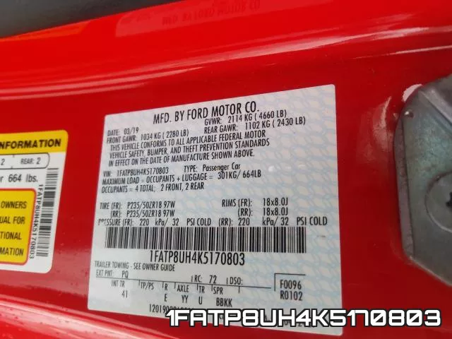 1FATP8UH4K5170803 фото 2