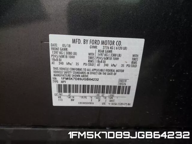 1FM5K7D89JGB64232 фото 2
