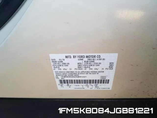 1FM5K8D84JGB81221 фото 2