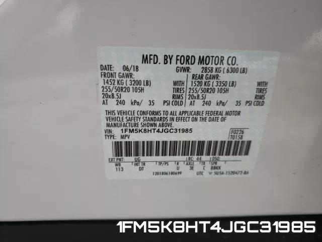 1FM5K8HT4JGC31985 фото 2