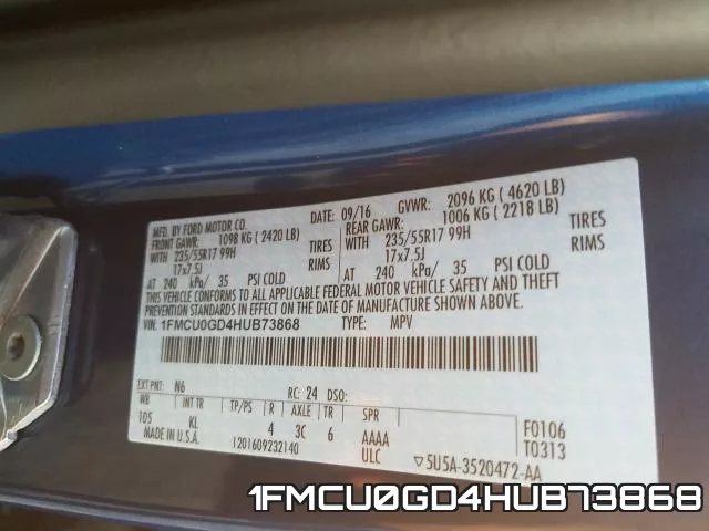 1FMCU0GD4HUB73868 фото 2