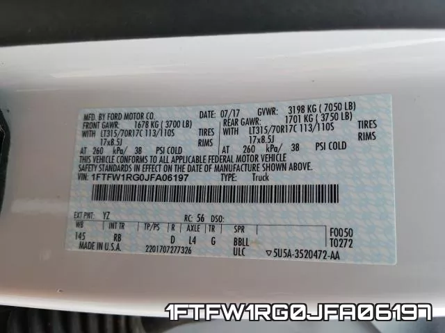 1FTFW1RG0JFA06197 фото 2