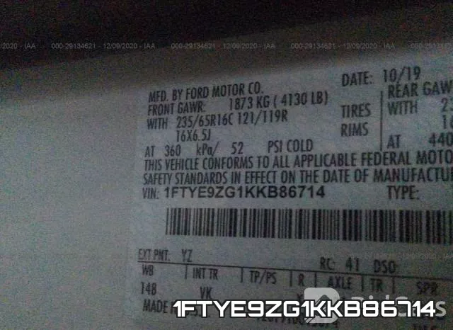 1FTYE9ZG1KKB86714 фото 10