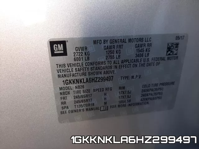 1GKKNKLA6HZ299497 фото 2