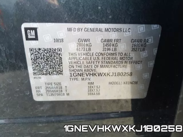 1GNEVHKWXKJ180258 фото 2