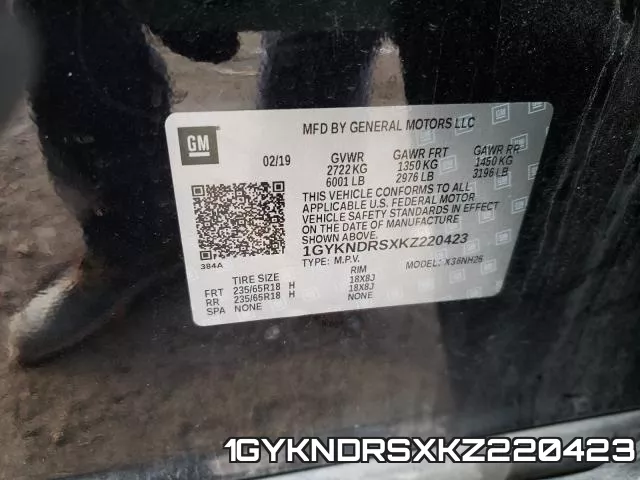 1GYKNDRSXKZ220423 фото 2