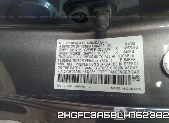 2HGFC3A58LH752382 фото 9