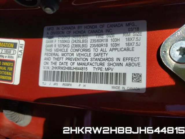 2HKRW2H88JH644815 фото 2