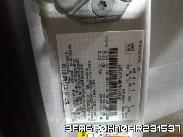 3FA6P0H70HR231537 фото 2