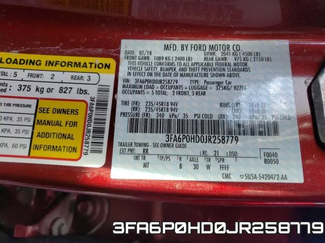 3FA6P0HD0JR258779 фото 2