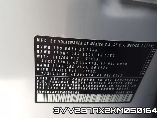 3VV2B7AX2KM050164 фото 2