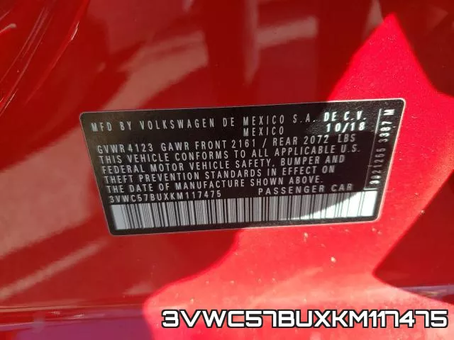 3VWC57BUXKM117475 фото 2