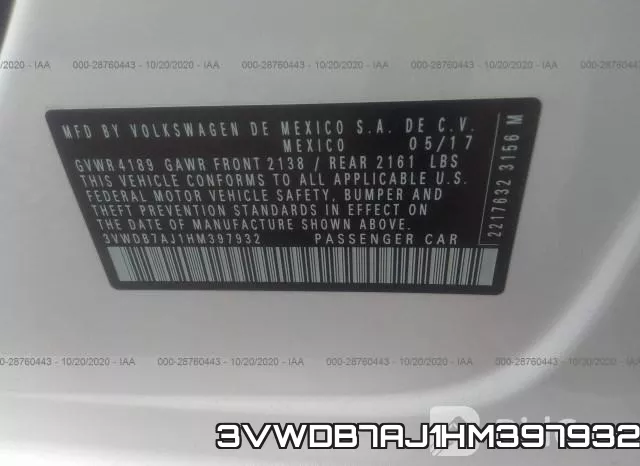 3VWDB7AJ1HM397932 фото 9