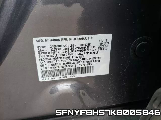 5FNYF8H57KB005846 фото 2