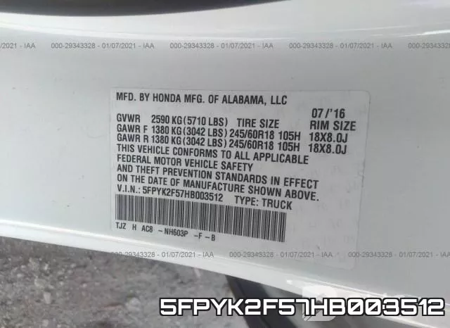 5FPYK2F57HB003512 фото 10