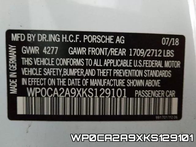WP0CA2A9XKS129101 фото 2