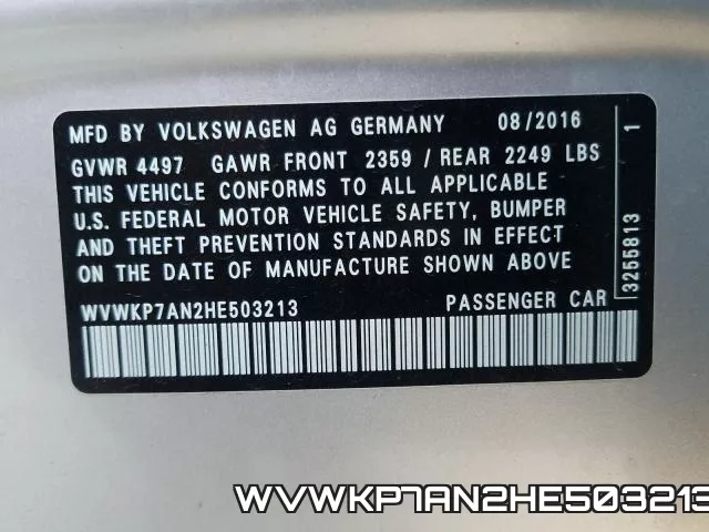 WVWKP7AN2HE503213 фото 2
