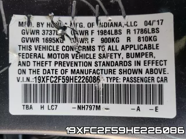 19XFC2F59HE226086 фото 2