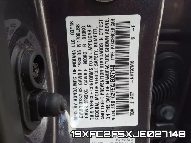 19XFC2F5XJE027148 фото 2