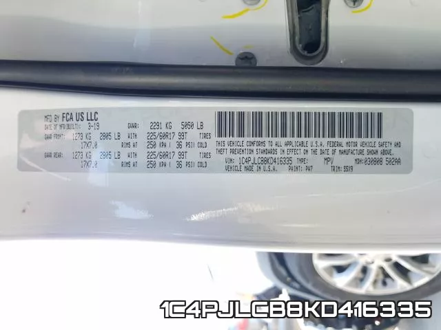 1C4PJLCB8KD416335 фото 2
