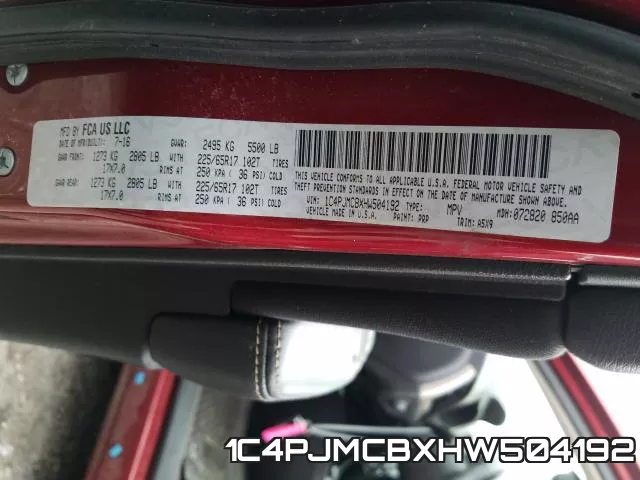 1C4PJMCBXHW504192 фото 2