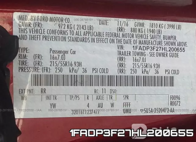 1FADP3F27HL200655 фото 10