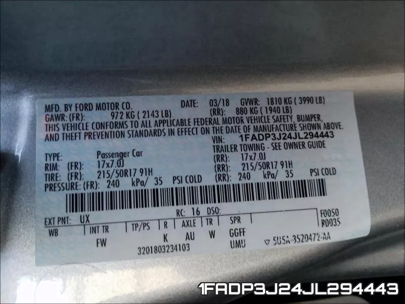 1FADP3J24JL294443 фото 2