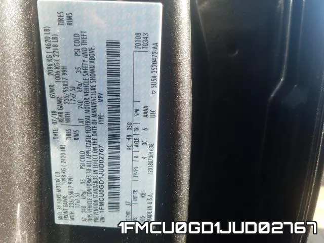 1FMCU0GD1JUD02767 фото 2