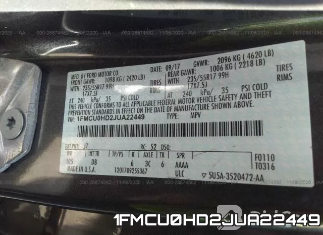 1FMCU0HD2JUA22449 фото 8