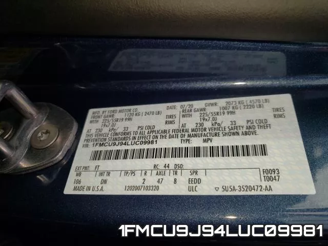 1FMCU9J94LUC09981 фото 2