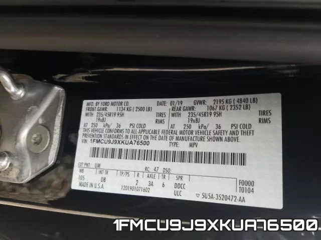 1FMCU9J9XKUA76500 фото 2